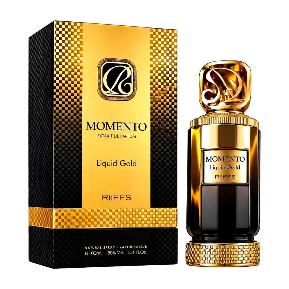 Riiffs Momento Liquid Gold Extrait 100ml bottle with box